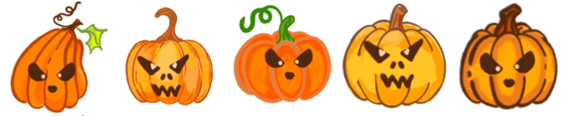 Cute Halloween Pumpkin Face PNG Clipart for Holiday Design