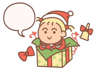 Naklejka premium little girl sitting in gift box