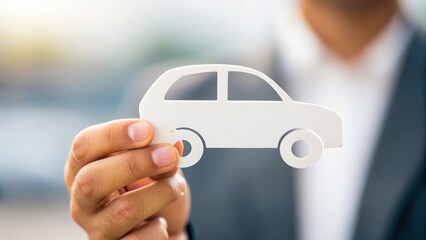 Paper car held in hand — representing vehicle safety and insurance coverage