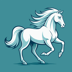 Obraz premium a-majestic-white-horse-in-full-gallop--its-mane-an eps