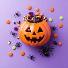 Halloween candy bowl filled with treats