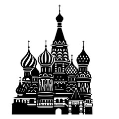 St. Basil's Cathedral silhouette in Moscow with a clear background
