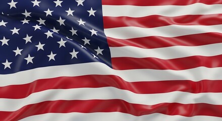 Fototapeta premium Closeup of the american flag waving, showcasing its iconic stars and stripes in red, white, and blue