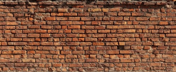 Obraz premium The Brick Wall Rustic Weathered Red Masonry Background with Textured Urban Surface