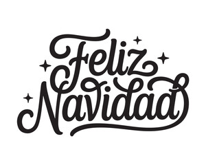 Feliz navidad elegant hand lettering christmas greeting design in black