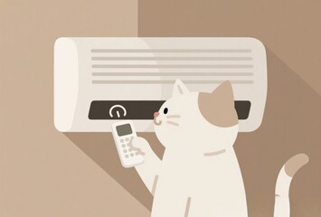 エアコンをつける猫