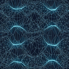 Seamless Pattern, Abstract network background features a wavy grid of interconnected lines in blue Stock royalty free