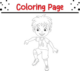 Boy Playing soccer coloring page for children