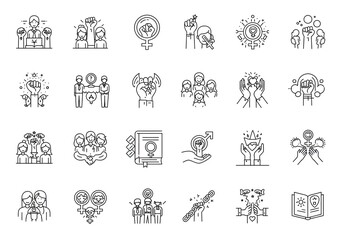 Obraz premium Empowerment, equality, and feminist symbols collection showcasing solidarity, strength, and progress for a better future.