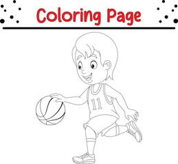 Boy Playing Basketball coloring page for children