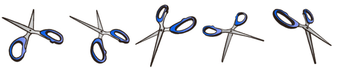 Cartoon Scissors Illustration with Blue Handles for School and Office