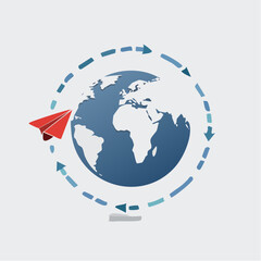 Naklejka premium Global Connectivity Illustration With Paper Airplane