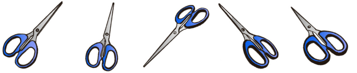 Cartoon Scissors Illustration with Blue Handles for School and Office
