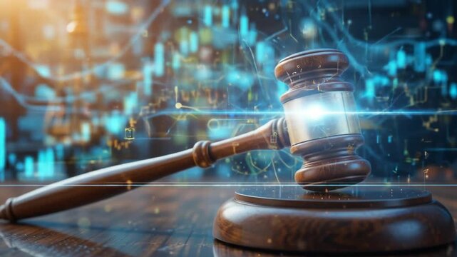 Digital Law and Justice: Gavel Symbolizing Legal Technology and Financial Regulation in the Modern