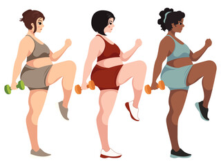 Diverse Women Exercising with Weights