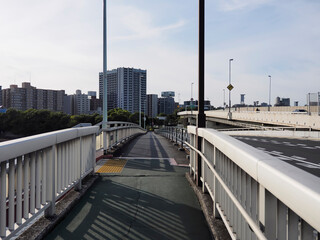 Fototapeta premium 東京の歩道と道路。道路橋。