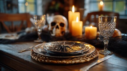 Fototapeta premium Halloween dinner table setup