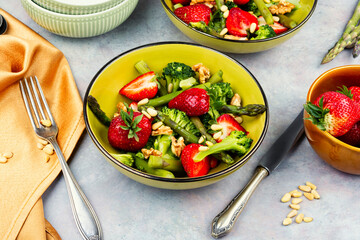 Vegetable salad with strawberries.