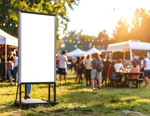 Blank Sign at Outdoor Food Festival