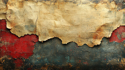 Obraz premium A grunge-tinged backdrop crafted from aged newsprint, revealing a faded, vintage texture that evokes the charm of yesterdays. This aged newsprint pattern, perfect for generating AI images, offers 