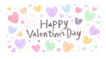 Whimsical pastel hearts and stars celebrate a joyful Valentine's Day message.