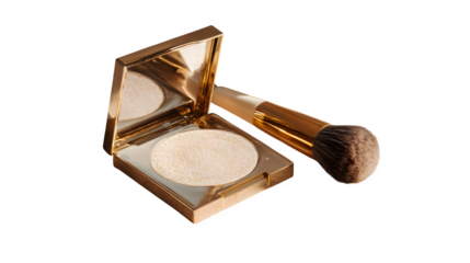 Gold Highlighter and Brush, isolated on transparent background