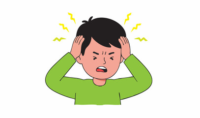 Vector Feeling the pressure A person clutching their head in distress, illustrating stress and discomfort