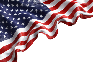 Waving American flag fabric detail with stars and stripes