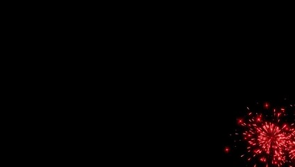 4K black wallpaper with glowing red fireworks bursting at lower right edge, blank upper left section
