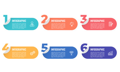 infographic label design template with 6 step or option.