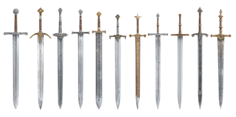 Discover historical medieval swords with intricate designs and ornate hilts
