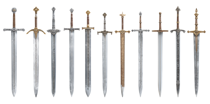 Discover historical medieval swords with intricate designs and ornate hilts