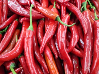 Close-Up of Fresh Red Chili Peppers with Vibrant Colors