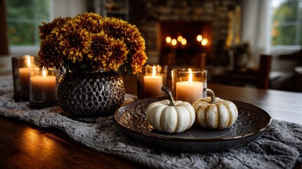 Mini pumpkins as Halloween home decor