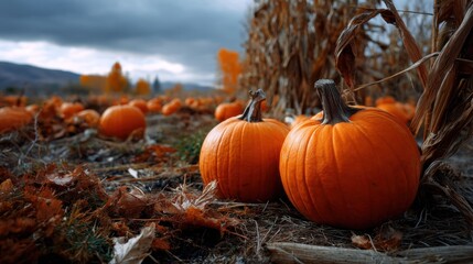 Pumpkin field for Halloween season