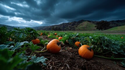 Pumpkin field for Halloween season