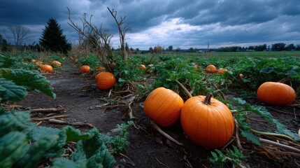 Pumpkin field for Halloween season