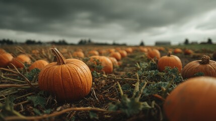 Pumpkin field for Halloween season