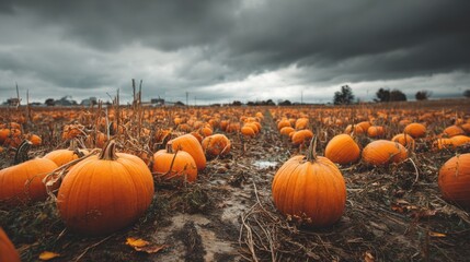 Pumpkin field for Halloween season