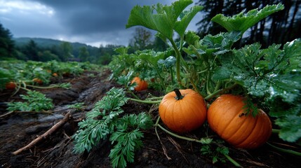 Pumpkin field for Halloween season