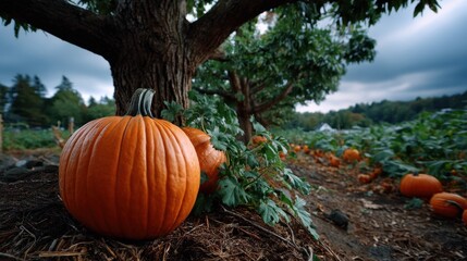 Pumpkin field for Halloween season