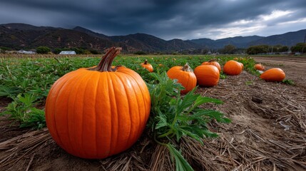 Pumpkin field for Halloween season