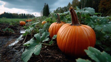 Pumpkin field for Halloween season