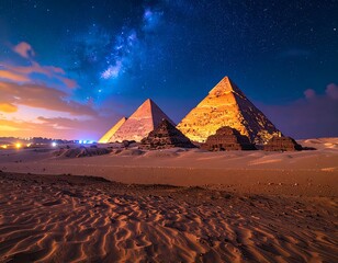 Giza Pyramids Night Sky Astrophotography Egypt