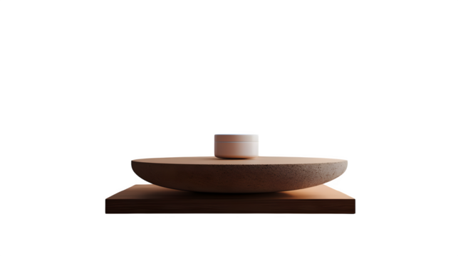 Minimalist cosmetic jar display, isolated on transparent background