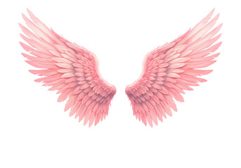 Obraz premium Pink Angel Wings: Soft, Delicate Feather Design, Isolated on White Background