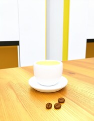 Minimal coffee cup with smooth creamy foam placed on a pastel textured surface, soft natural light and calm composition creating a modern, elegant and relaxing coffee moment concept.