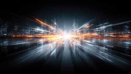 Fototapeta premium City lights blur in a futuristic highway