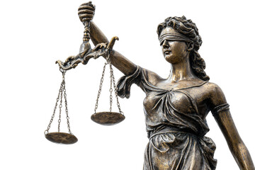 Blindfolded Lady Justice statue holding scales of justice