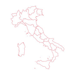 Italy map with red lines Vector illustration design. Italy lines map.
